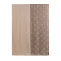 Elegante bufanda de cachemira bicolor con estampado de cuadros marrones y lado beige liso - Cuadrícula Pequeña Jacquard Moca