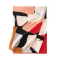 Thick faux cashmere scarf with bold abstract geometric color block pattern - 68*190cm / Marble Red Pink (FH25-5998-2)