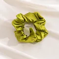 Elegant olive green silk scrunchie with soft satin finish for high-end styling - L / Olive Green