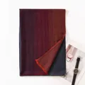 Luxurious men's pure cashmere scarf featuring red gradient and herringbone jacquard - Orange-Red Color Block