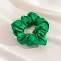Elegant large green silk scrunchie with satin finish, high-end elastic hair tie - L / Green