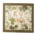 Elegante bufanda de seda y lana con estampado botánico tropical y arquitectura verde - Patrón de Bosque Verde (FHY25-7106-1) / 65x65cm