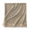 Eleganter taupefarbener Wollschal mit goldenen Streifen und Fransen am Rand - Goldrand-Stil (FHY25-7068-2)