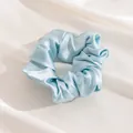 Elegant light blue silk scrunchie with soft satin finish for a high-end French look - L / Crystal Blue