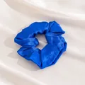 Elegant royal blue silk scrunchie with high-gloss satin finish for hair styling - L / Sapphire Blue