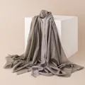 Lightweight wool scarf with herringbone pattern in soft pink and grey tones, thin shawl - Border Jacquard (FHY25-7065-2) / 90*200cm / Gray