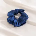 Elegant navy blue silk scrunchie hair tie for women, premium stylish accessory - L / Navy Blue
