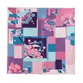 Elegant mulberry silk square scarf with abstract pink and blue geometric patterns - 86*86cm / Pear Garden Dream Purple (FHZ25-9823-1)