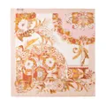 Elegante sciarpa quadrata in 100% cashmere con stampa floreale vintage in rosa e arancio - FHY25-7090-1 Floreale giungla rosa