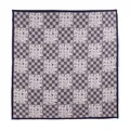 Elegant purple silk square scarf with checkerboard and floral print pattern - Gray Border Checkerboard / 86x86cm