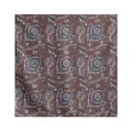 Elegant brown mulberry silk square scarf featuring detailed blue and white paisley patterns - Hand Rolled Square Scarf / 53x53cm / Coffee Vintage Pattern (FHZ25-9777-1)