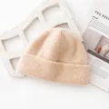 Premium beige 93% wool knitted beanie for men and women, cozy winter thermal hat - 26cm Wide * 21cm High / Beige