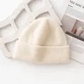 Premium cream-colored 93% wool knitted beanie hat for winter warmth and outdoor protection - 26cm Wide * 21cm High / White