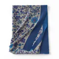 Elegante blauwe bloemen sjaal van imitatie kasjmier voor dames met zachte textuur en franje - 65x190cm / Blauw (FH23-5105-4)