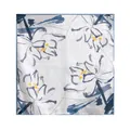 Elegant 53cm mulberry silk square scarf with blue ink wash floral pattern for women - 53*53 / Grey Blue Ink Lotus (FHZ25-9726-1)
