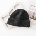 Premium dark grey knitted beanie made of 93% wool for winter warmth and comfort - 26cm Wide * 21cm High / Heather Grey