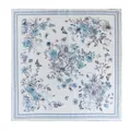 Elegant 100% mulberry silk square scarf featuring delicate blue floral and butterfly prints - Blue (FHZ24-9164-2)