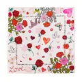 Elegant pure silk square scarf featuring vibrant floral, heart, and leopard print motifs. - Fragrance Lingering (FHZ25-9825-1)