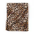 Leopard print scarf shawl with fringe for women in classic tan and black colors - 190x70cm / Short Tassel Black Coffee Leopard Print