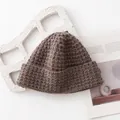 Gorro de punto a cuadros marrón café en suave mezcla de lana y algodón para el invierno - 29cm Ancho * 22cm Alto / Café Oscuro