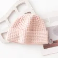 Gorro de punto de lana a cuadros rosa suave, accesorio de invierno para parejas y adultos - 29cm Ancho * 22cm Alto / Rosa