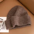 Premium brown ribbed knit sheep wool beanie hat for women providing winter warmth and style - One Size / Basic Fold-Over Style (FHY24-7027-4) / Dark Coffee