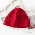 Gorro de punto rojo a cuadros de 100% algodón de primera calidad para el invierno - 29cm Ancho * 22cm Alto / Rojo granate