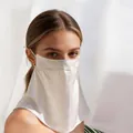 White mulberry silk sun protection face mask and neck gaiter for outdoor use - One Size / White (9672-3)