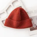 Gorro de punto waffle naranja quemado con dobladillo elástico para invierno - 29cm Ancho * 22cm Alto / Rojo óxido