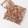 Soft floral print faux cashmere scarf with tassels for elegant autumn and winter warmth. - Caramel Little Daisy