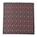Elegant navy blue silk square scarf featuring a delicate red rose print and pink border - Tiny Floral Style (FHZ24-9309-1) / 53*53cm / Navy Red Floral (FHZ24-9309-1)