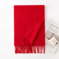 Écharpe de luxe 100% cachemire rouge uni avec franges élégantes pour l'hiver - 30x180cm / Rouge Vif