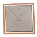Elegant mulberry silk square scarf with geometric striped pattern in brown and white - French Elegant Stripes (FHZ24-9178-1)