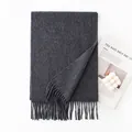 Écharpe en cachemire gris foncé de qualité avec franges, accessoire d'hiver pour hommes femmes - 30x180cm / Gris foncé