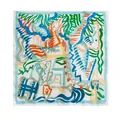 Elegante pañuelo de seda de morera con un vibrante estampado abstracto de grafiti - 53*53cm / Verde graffiti infantil