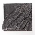 Elegant cashmere jacquard scarf with retro thistle floral pattern for women - Large Square / Dark Black