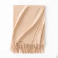 Soft beige 100% cashmere scarf with fringe details for autumn and winter warmth - 70*200cm / Cream White