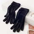 Premium black mulberry silk sun protection gloves for women's stage and formal etiquette - One Size / Black