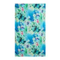Long mulberry silk scarf with abstract blue and green floral ink painting pattern - 176*110cm / Watercolor Blue Flower