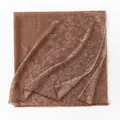 Retro jacquard cashmere shawl in terracotta with elegant thistle floral patterns - Mocha Mousse