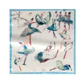 Premium 53cm mulberry silk square scarf featuring an elegant watercolor ballet dancer print - 53*53 / White Ballet Dancers (FHZ25-9728-1)