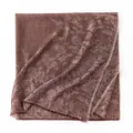 Elegant reddish-brown cashmere scarf with vintage floral jacquard pattern and fringes - Chocolate Brown