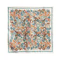 Pañuelo cuadrado de seda de morera con estampado de cachemira francés en naranja y azul - 53*53cm / Estampado de gotas de agua sobre fondo blanco