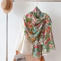 Luxury floral print silk scarf with bohemian style for elegant styling - 176x110cm / Spring Small Flowers (FHZ25-9719-1)