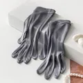 Elegant grey mulberry silk five-finger gloves for sun protection and formal events - One Size / Dark Gray