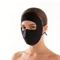 Black silk facekini sunscreen mask for full face protection in premium mulberry silk - One Size / Black (9675-1)
