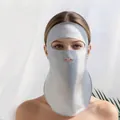 Full face silk sun protection mask in silver grey for effective cooling UV protection - Silver Gray (9671-5)