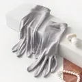 Grey mulberry silk sun protection gloves for women in elegant five-finger style - One Size / Silver Gray