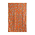 Elegant long mulberry silk scarf featuring a vibrant orange abstract ink print pattern - 176*110cm / Orange Animal Print