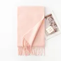 Elegant soft pink thickened wool scarf featuring classic tassels for winter warmth - 30x200cm / Light Pink